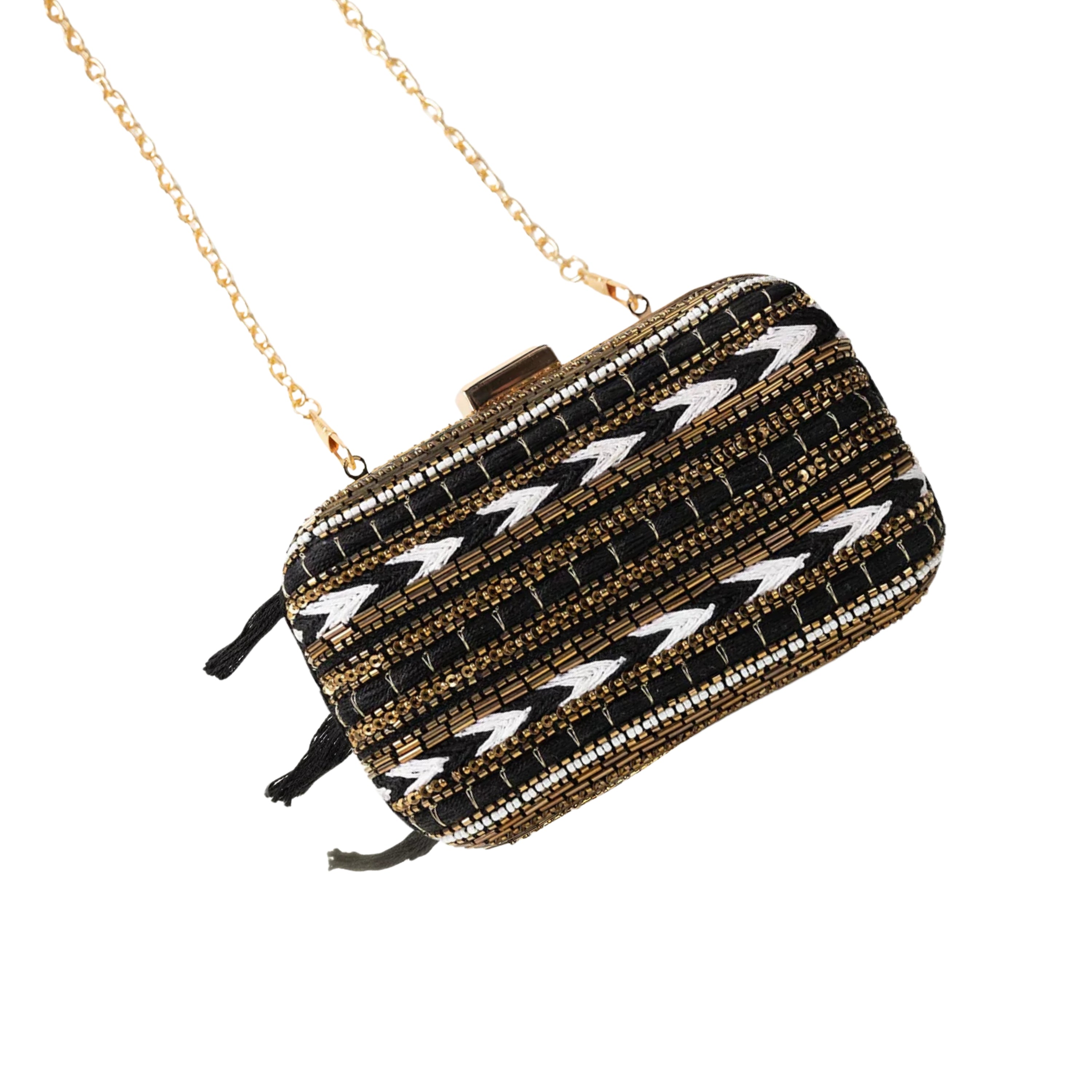 Beadwork Satin Clutch Bag women